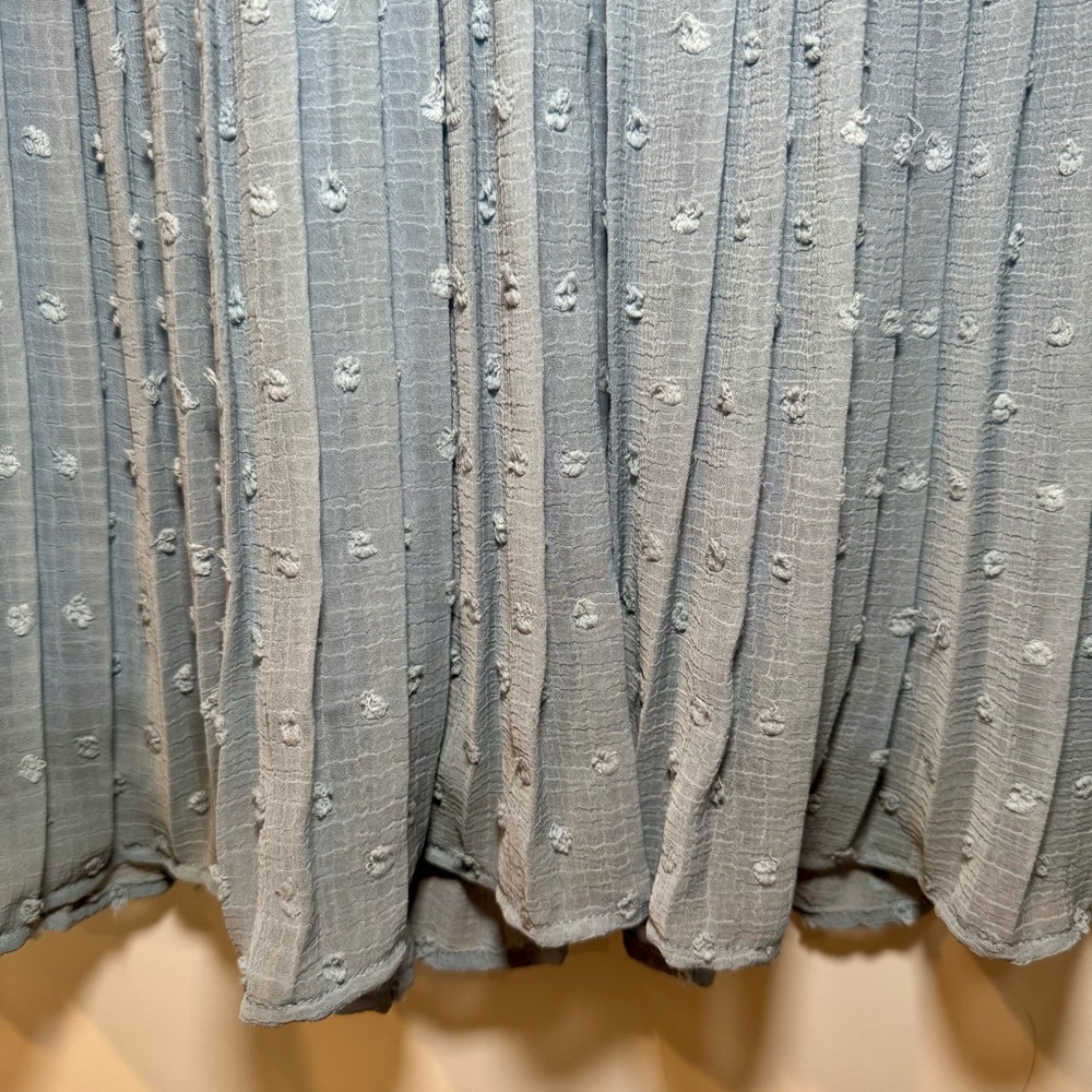 NWT Lulus Dusty Blue Swiss Dot Sheer Long Sleeve Pleated Mini Dress, Sz M - Picture 6 of 10